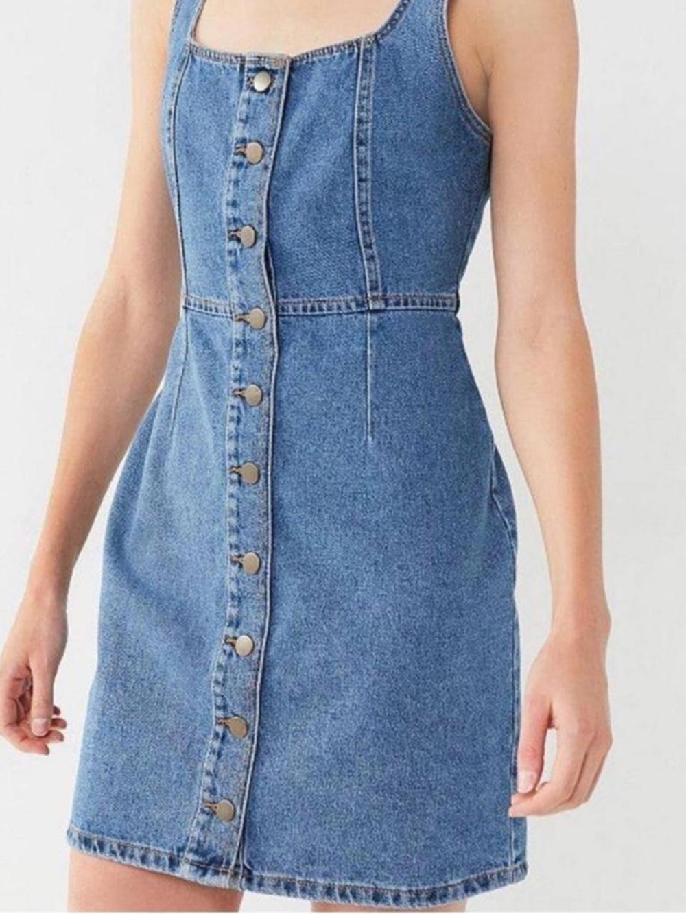 Urban Outfitters Light Blue Button-Front Denim Mini Dress